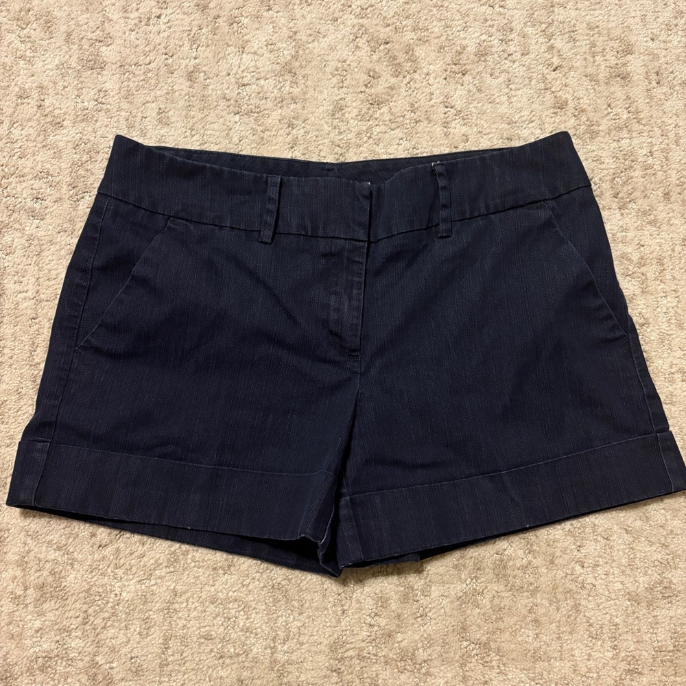 7th Avenue Suiting Collection Shorts Womens Denim Stretch Pockets Cuffed Size 8